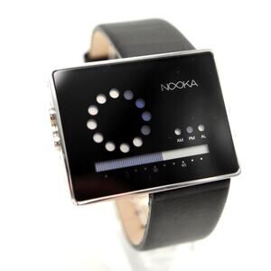 Rare Nooka ZIRC Black Digital Analog 45mm Watch Italian Leather Art Deco Working